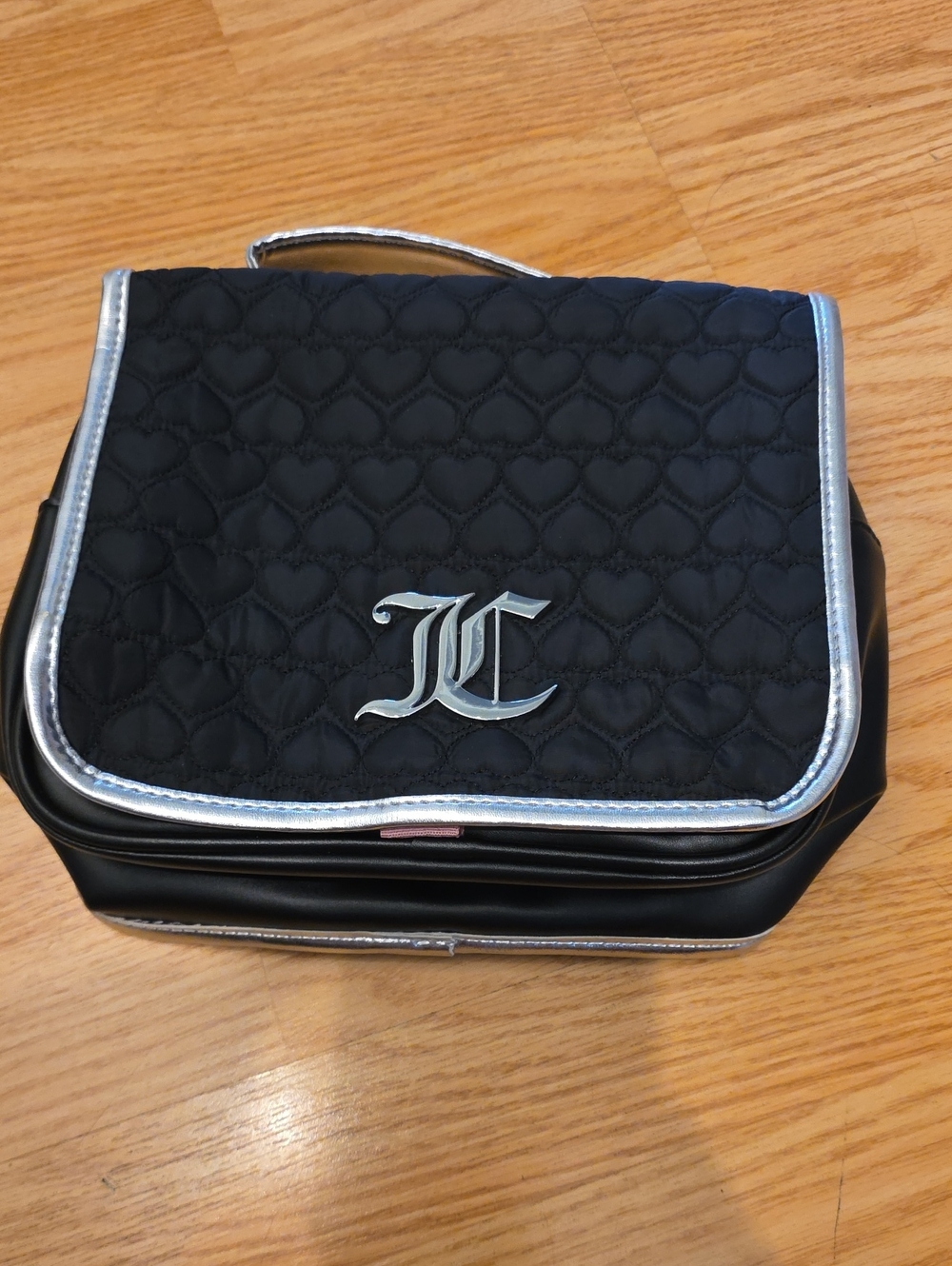 Juicy Couture Black Heart Quilted Travel Cosmetic Case